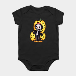 Halloween Scary Evil Pumpkin Funny Pumpkin Head Baby Bodysuit